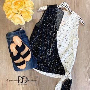 Sleeveless two-toned printed top (Medium)